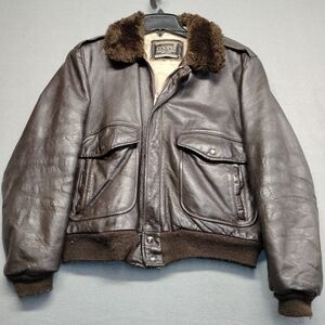 Mens VTG 70s Dark Brown Cooper G1 Style Leather Jacket Sz 42 1970s Flight Bomber